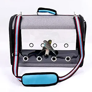 Perfitel Bird Travel Cage Bird Travel Carrier Lightweight Bird and Small Animals Carrier Multifunctional Portable and Breathable Pet Bag (Blue