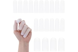 Lusofie 20 sztuk silikonowych opasek na palce, żelowe, ochrona kciuka, 2 rozmiary, ochraniacze na palce, gumowe opatrunki na opuszki palców (białe)