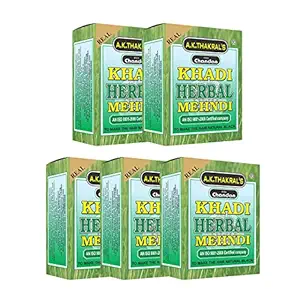 KHADI ROSE VISTAA A.K.THAKRALS HERBAL MEHNDI | NATURAL BLACK HAIR MEHNDI POWDER WITH NATURAL CHANDAN | FOR ALL HAIR TYPES | NO HARMFUL CHEMICALS | PACK OF 5 (65 G EACH)