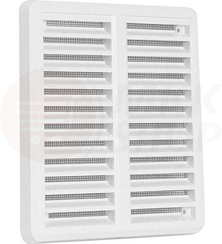 Ventilation Grate Insect Net 75 – 160 mm Garage Ventilation Grille, Protects Against Insects Air Ventilation Cover High Quality ASA Plastic White Brown Grille, Door Kitchen Bathroom Fan in Various Sizes, White, 175 x 175 mm (125 - 160 mm einstellbar)