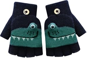Cysocool Guanti invernali convertibili per bambini per ragazze e ragazzi 4-8 anni in lana lavorata a maglia guanti per il freddo guanti mezze dita guanti da neve per bambini guanti isolanti caldi