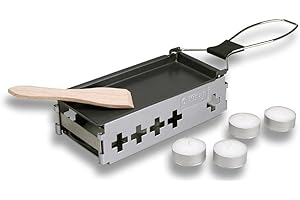 KISAG/ILGGRO Kisag Raclette Machine Candle Light Raclette Dinner for One Everyone's Own Raclette Pan, Foldable, Space-Saving, Very Large Raclette Pan