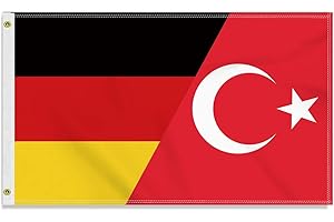 PETITE PINE Große 90×150 CM Deutschland Türkiye Flagge, großes 150D Deutsch Türkiye Freundschafts banner,Strapazierfähige Deutschlandfahne Doube-Seitendruck Dekor Messingösen large Turkey