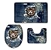 Produktbild 3D Nette Denim Katze Hund Jeans Design 3 STÜCKE Set Bad Boden Teppich Home Hotel Decor rutschfeste Bereich Teppiche für WC Wc Deckel Pads , 14