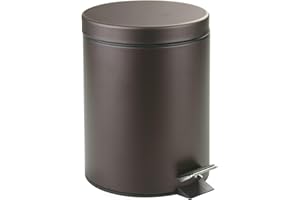 mDesign Pattumiera a pedale 5L – Secchio con pedale e coperchio – Pattumiera cucina, bagno, ufficio in metallo resistente – Secchio interno in plastica robusta – bronzo