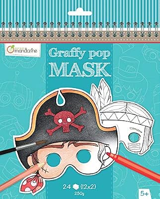 Clairefontaine Avenue Mandarine GY022O Un carnet de Coloriage masque - Graffy Pop Mask - Garçon