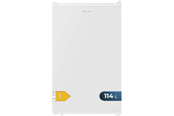 Cecotec Réfrigérateur Compact Bolero CoolMarket TT 114 L White.Réfrigérateur Capacité de 114L, design compact, classe E, fonction décongélation, 3 étagères, lumière LED et porte réversible.