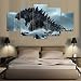 Produktbild ANYIR Leinwanddrucke Wandkunst 5 Panel Godzilla Leinwand Decor Malerei,Modular Segeltuch HD-Drucke Poster,Fertig Zum Aufhängen,B,40x60x2+40x80x2+40x100x1