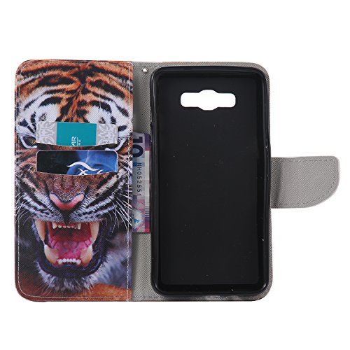 Feeltech Samsung Galaxy J710/J7 2016 Hülle [Berühren Sie Stift] Elegant PU Leder Tasche Magnetverschluss Ultra Schlanke hülle Gemalte Colour Muster Design Mit Back Cover Etui Skin Shell Purse hülle Standfunktion Kredit Kartenfächer Folio Mit Karten Geldscheinfach im Bookstyle Schale Für Samsung Galaxy J710/J7 2016 – Tiger - 4