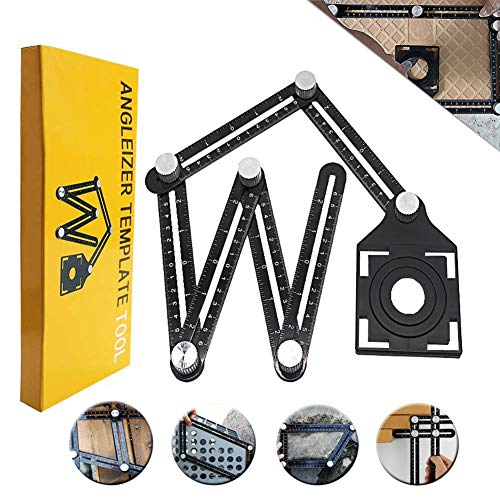 Regla de Medición Herramienta de Plantilla Multi-ángulo Regla De Medición Aleación de Aluminio Angle-izer Herramienta de Plantilla Ideal para Artesano,Carpintero,Arquitecto,Negro