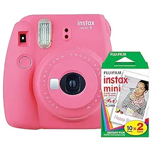 Fujifilm Instax Mini 9 Instant Camera with Mini Film Twin Pack (Flamingo Pink)