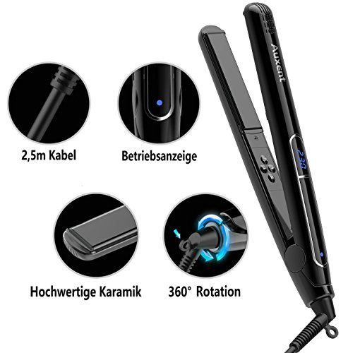 Auxent Haarglätter Ionen Glätteisen mit Hochwertiger Keramikbeschichtung für Schonendes Haarstyling, Schwarz - 4