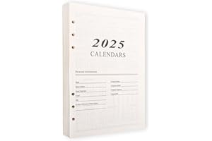 AxeWoodz Ricarica per calendario 2025, formato A5, con 6 fori perforati, fogli sfusi, fogli sfusi