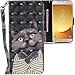 Produktbild CLM-Tech kompatibel mit Samsung Galaxy J5 2017 Hülle, PU Leder-Tasche mit Stand, Kartenfächern, Lederhülle Kunstleder, Katze Schlafanzug schwarz