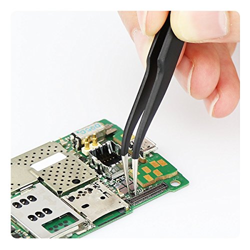 9 PCS ESD Pinzette Werkzeug-Set, Präzision antistatisch antimagnetisch Pinzette, für Elektronik, Schmuck, Uhren, Medical, Labor etc. - 6