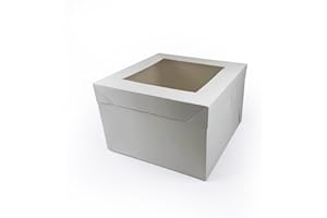 Miss Bakery's House® Caja para tartas - 30x30x20 cm - 10 piezas - con ventana - altura regulable hasta 15 cm - transporte y almacenamiento de pasteles