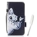 Produktbild Edaroo Lederhülle für iPhone 6/6S 4,7 zoll, iPhone 6S /iPhone 6 Bunt Nette Lustige Spähende Katze Muster PU Ledertasche Handytasche Brieftasche Bookstyle Folio Klapphülle Schutzhülle Handyhülle Tasche Wallet Magnetverschluss Magnetic Flip Case mit Standfunktion & Kartenfächer Lanyard Strap Kunstleder Hülle Cover für iPhone 6s/iPhone 6 4,7 zoll
