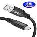Produktbild iMangoo Typ C Kabel, 3M USB C Haltbares Kabel Nylon Typ C Geflochtenes Lang Kabel Kompatibel mit Apple MacBook OnePlus 6 Huawei Mate 20 Pro Samsung Galaxy Note 9 S9 Plus Google Pixel 3 Schwarz
