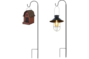 Ovker Ganchos de Pastor para Jardín, 120cm Ganchos de Estaca para Jardín de Metal, Gancho de Pastor Soporte para Comederos de Pájaros, Luces de Navidad, Cestas de Plantas de Bodas Colgar(2piezas)