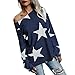 Produktbild TianWlio Langarm Bluse Damen Frauen Mädchen trägerlos Stern Sweatshirt Lange Ärmel Ernte Jumper Pullover Tops