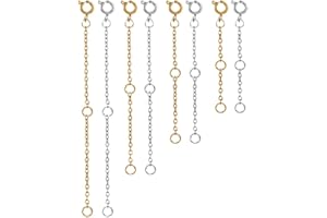 QOZJI 8 Pezzi Prolunga per Collana, Prolunga per Collana a Catena, Prolunga per Collana Durevole, Bracciale per Collana Squisiti Gioielli in Acciaio Inossidabile (3/5/8/10 cm) Oro/Argento