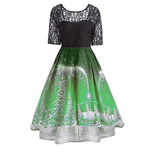 OverDose Damen Frohe Weihnachten Mode Stil Frauen Vintage Weihnachtsmann Print Spitze Abend Party Karneval Elegante Kleid Rock Geschenke(F-Grün,EU-34/CN-M ) OverDose Damen Frohe Weihnachten Mode Stil Frauen Vintage Weihnachtsmann Print Spitze Abend Party Karneval Elegante Kleid Rock Geschenke(F-Grün,EU-34/CN-M )