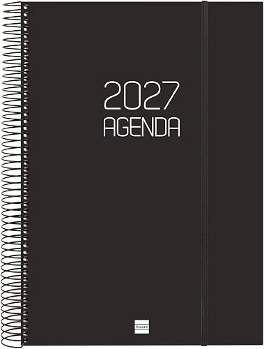 Finocam Opaque Agenda Diaria 2027 | Negro · Español Profesional | 1 Día Página. 