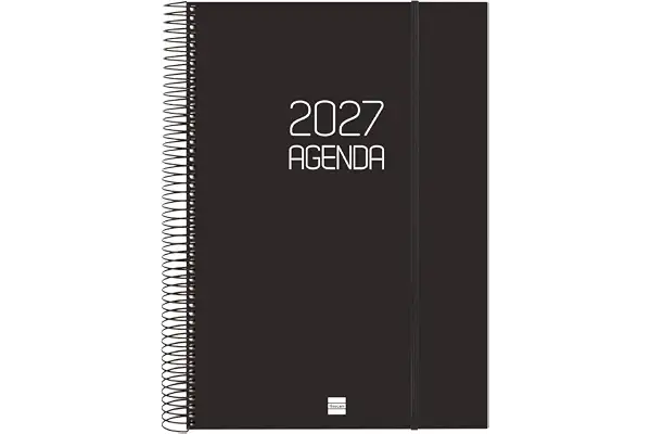 Finocam Opaque Agenda Diaria 2027 | Negro · Español Profesional | 1 Día Página. Organización y Productividad Profesional