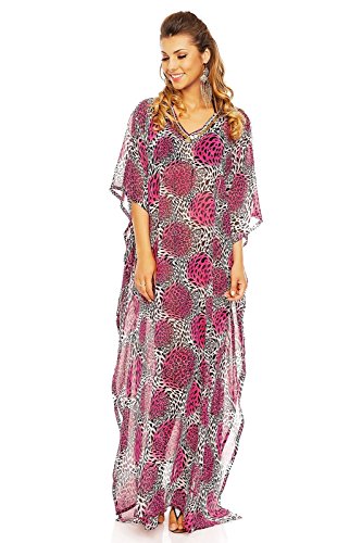 Looking Glam MUJER DE LARGO TOTAL KIMONO Caftán Verano Vestido Pareo Grande Chal Vestido - Rosa, One Size