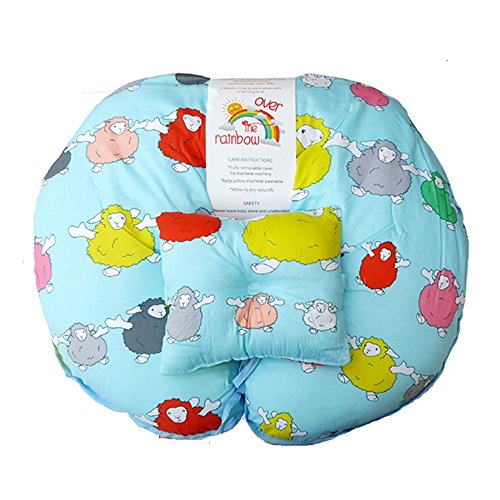 Unique 4 in 1 Premium Cotton Nursing Pillow with FREE Mini Pillow and Baby Harness (Blue)