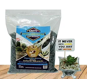 SHEHRI KISAAN Organic Cactus & Succulent Mix- 100% Dry Fast Draining Porous Gritty Soil Mix-Perfect as Terrarium Soil-with Pumice, Vermicompost, Activated Charcoal & Perlite Powder