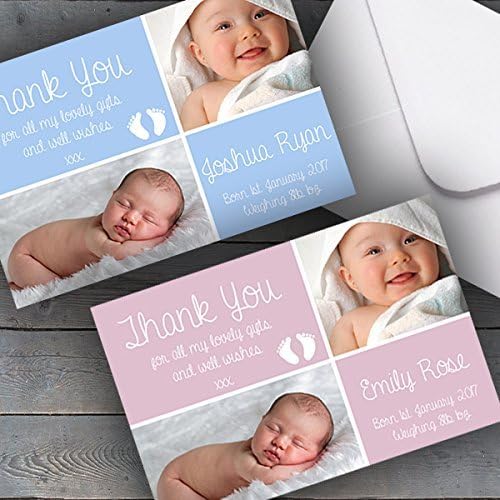 Personalised New Baby Photo Thank You Cards Boy Girl Birth Announcement (30)