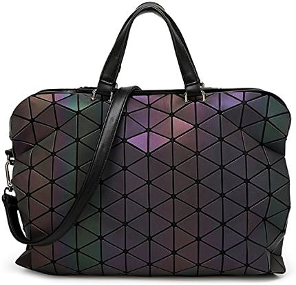 Luminous Laptop Tote bag Geometric Lattice Shards Briefcase Computer Bag Holographic Reflective Cross-Body Bag Shoulder Bag (Luminous Large)