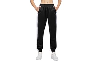 Dazzerake Pantaloni da Jogging Sportivi da Donna a Righe Laterali con Spacco Alto Pantaloni Sportivi da Tuta Larghi con Chiusura a Bottoni a Pressione Pantaloni Hip Pop