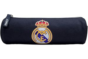 Quo Vadis - Kolekcja : REAL MADRID - Okrągła torba szkolna - 1 duża komora na długopisy, ołówki i markery - Wytrzymały materiał i zamek błyskawiczny - Format 22x7x7 cm - Visual Blue