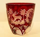 handgeschliffen Egermann Schnapsglas, Stamper, Likörglas Glas Böhmisches Glas rubin rot Antik Glas Sammler Glas gebraucht Zustand wie neu Höhe ca. 6,5 cm