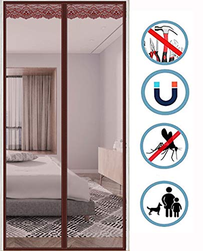 Preisvergleich Produktbild TINGYIN Fliegengitter Tür Magnetisch Magnetvorhang Tür Insektenschutz Ohne Bohren für Balkontür Wohnzimmer Terrassentür - Schwarz 85x205cm(33x81inch)