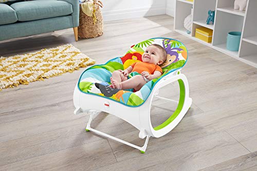 Fisher-Price Transat évolutif 2-en-1 transat bébé avec vibrations appaisantes et siège à bascule jeune enfant, jusqu'à 18 kg, vert, FML56 – Image 10