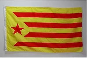 AZ FLAG - Bandera Cataluña Estelada Vermilla - 150x90 cm - Bandera Catalunya Independentista Groga 100% Poliéster Con Ojales de Metal integrados - 110g - Colores Vivos Y Resistente A La Decoloración
