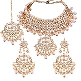 I Jewels Traditional Kundan & Pearl Choker Necklace Set for Women (K7058W)