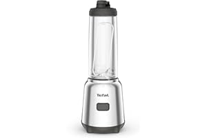 ‎TEFAL Tefal Mix and Move BL15FD Mini Stand Mixer, 300 Watt, 2 Bottles of To-Go in Premium Tritan, Compact Design, Easy to Clean, Removable Blades, Single Button Operation, Silver/Grey