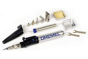 ‎DREMEL Dremel 2000 VersaTip Lötkolben - Brennkolben und Löt-Set (mit 6 Wechselspitzen zum Löten, Heißschneiden, Schweißen, Brandmalerei, Holz Gravieren, Schmuckherstellung) Schwarz, Grau