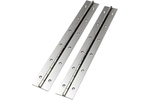 Hoopever 2Pack Continuous Piano Metal Hinge, 300 x 50 x 1mm Stainless Steel Long 270 Degree Open Heavy Duty Furniture Hinge for Pianos, Cabinet, Doors, Large Windows, Boats, With Hole, Chrome