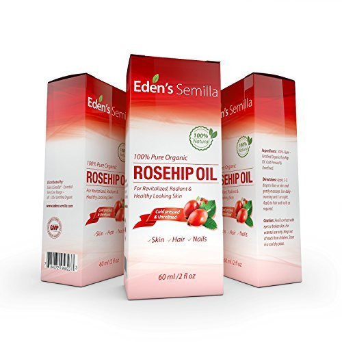 100% Hagebuttenöl – 60ml – Zertifiziertes BIO-Produkt – Revitalisiert Haut & Haar – Klinisch nachgewiesen – Natürlich / kaltgepresst & unraffiniert – NICHT fettend und SCHNELL einziehend – Zur täglichen Anwendung – Anti-Aging, nährt, hydriert und reduziert sichtbar kleine Fältchen, Narben, Dehnungsstreifen und Pigmentflecken – Geeignet für alle Hauttypen – Eden’s Semilla Essential Skin Care - 4