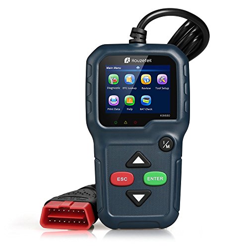 Houzetek OBD II, Herramienta Diagnóstica Coche OBD, Lector de Código de Coche, Escáner de Veículo con Pantalla Color para OBD2 12V Portátil con EVAP Sistema y Sensor O2