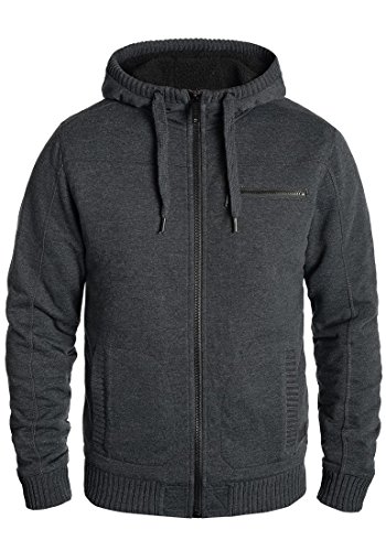 BLEND Moreno Herren Sweatjacke Zip-Jacke mit Teddyfutter und Kapuze aus hochwertiger Baumwollmischung, Gre:XL, Farbe:Charcoal (70818)