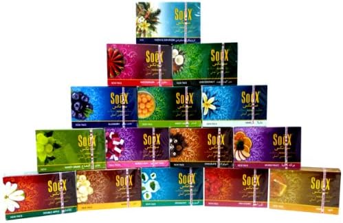 SOEX Shisha Authentic Herbal Flavored Molasses 12 Packs Mixed Flavors - Total 600 gr