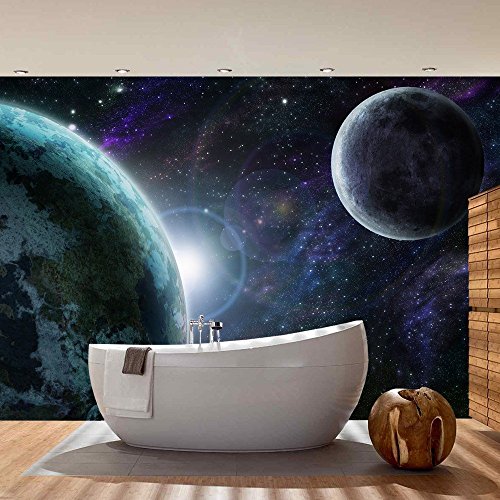 Vlies Fototapete PREMIUM PLUS Wand Foto Tapete Wand Bild Vliestapete – Weltraum Erde Mond – no. 229 Weltraum Erde Mond Weltall, Größe:300x210cm Vlies - 7