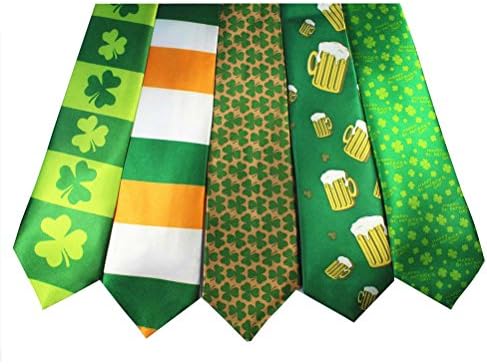 St Patrick's Day Green Irish Shamrocks St Patricks Day Neck Tie Novelty 4-Leaf Fun Holiday Gift