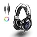 Produktbild Gaming Headset PC mit eingebautes verstecktes Madgiga CZ Mikrofon LED Pro Stereo Kopfhörer Über-Ohr-Bass Noise Cancelling Stereo-Kopfhörer für Laptop, Cent OSUbuntuMac OSX usw. Schwarz